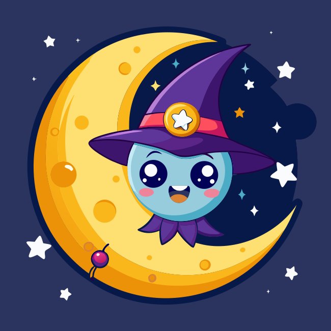 Cute Halloween Moon Character Vector