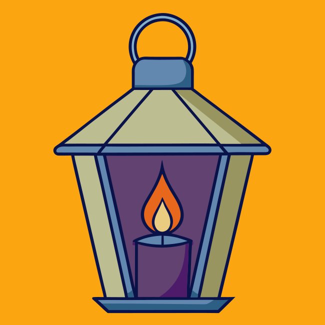 Lantern With Candle Inside Flat Vector Halloween