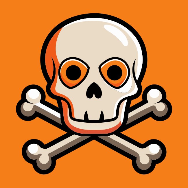 Halloween Skull And Crossbones Friendly Style Bold Outline