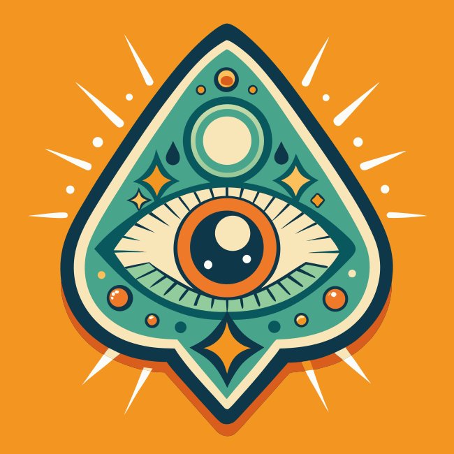 Ouija Planchette With Eye Motif Flat Vector Halloween