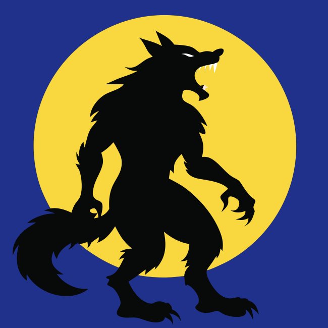 Werewolf Howling At Full Moon Silhouette Halloween