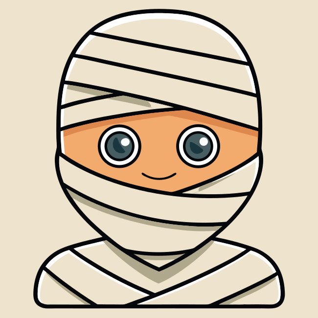 Mummy Wrapped Face Profile Minimal Lines Halloween