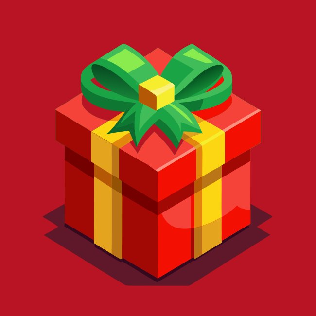 Red 3d Style Christmas Gift Box Vector