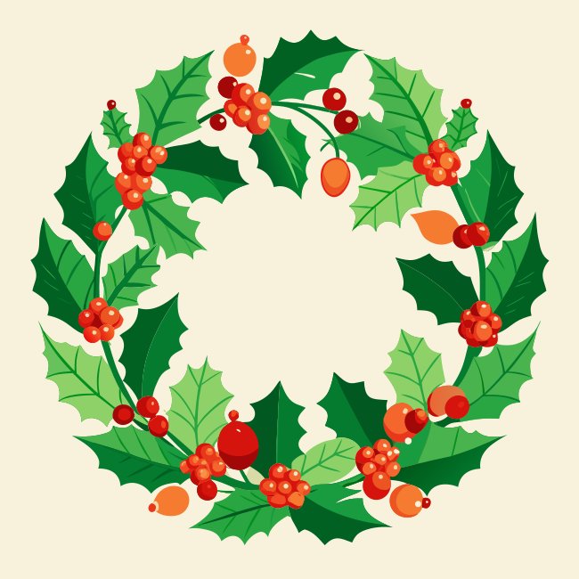 Wreath Circular Holly Leaves And Berries