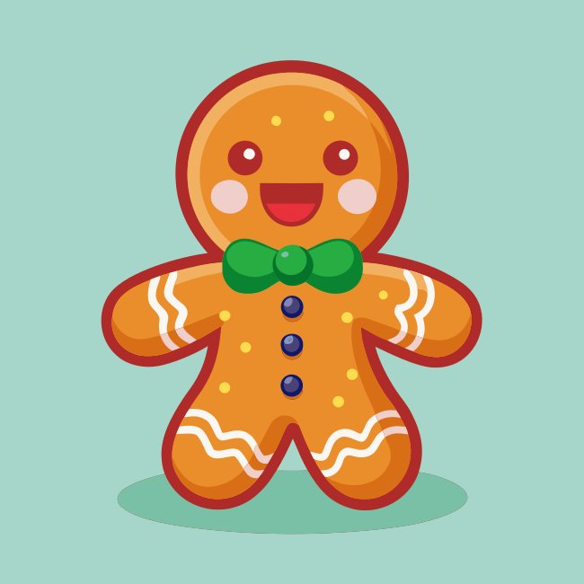 Cute Gingerbread Man Cookie Smile Vector