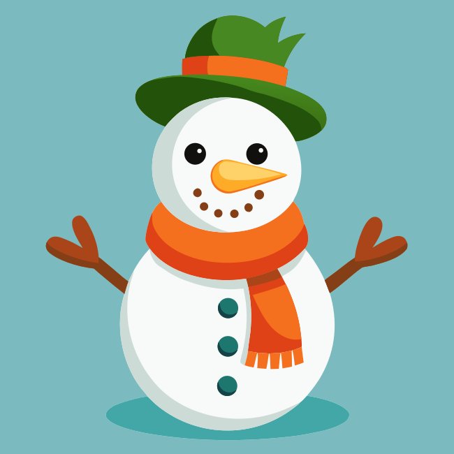 Snowman With Carrot Nose Vector Illustration