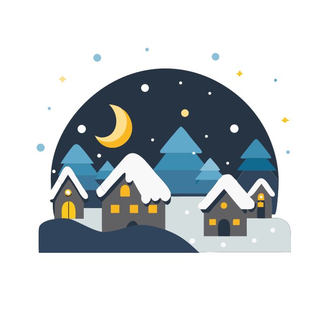 Snowy Village At Night