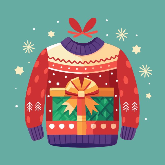 Cozy Christmas Sweater Gift Wrap Idea