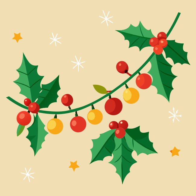 Festive Holly Garland Vector