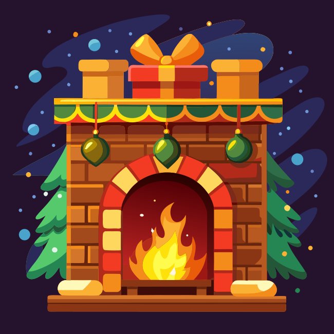 Glowing Fireplace Stockings Vector