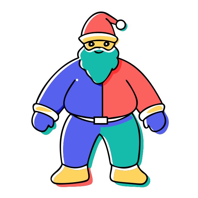 Santa Claus Christmas Icon Doodle Offset Fill