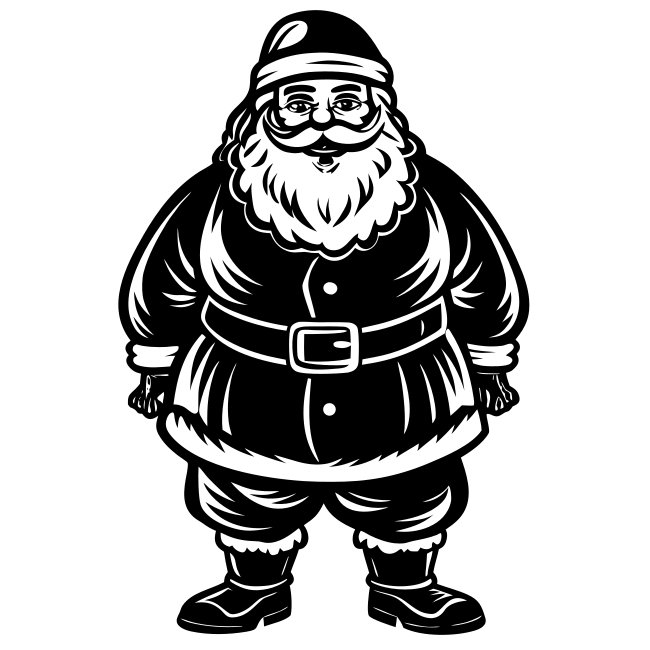 Santa Claus Christmas Vector Illustration Linocut