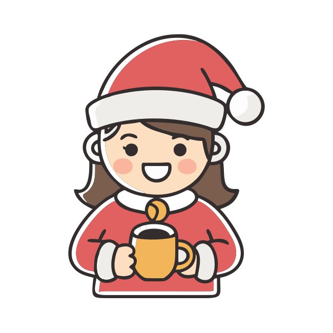 Lady Santa Claus Enjoying Hot Cocoa