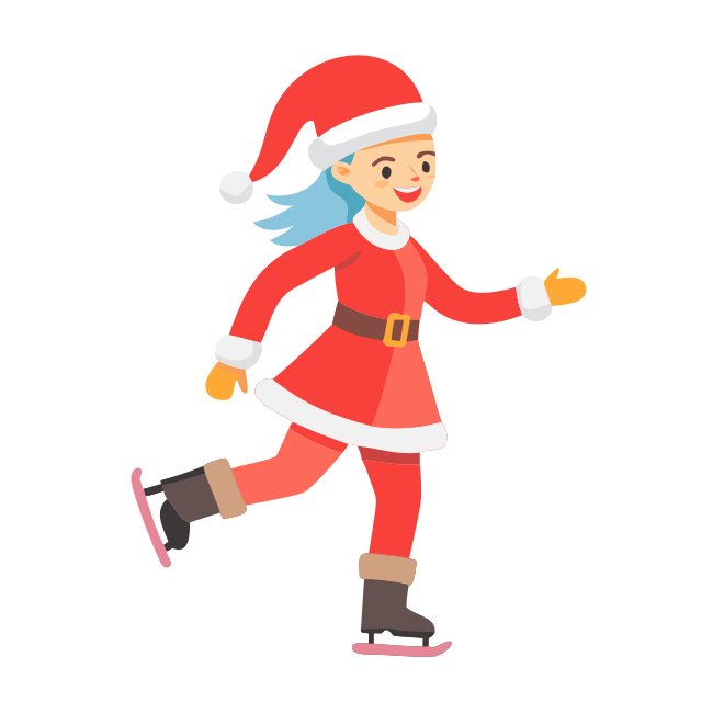 Stylish Female Santa Ice Skating