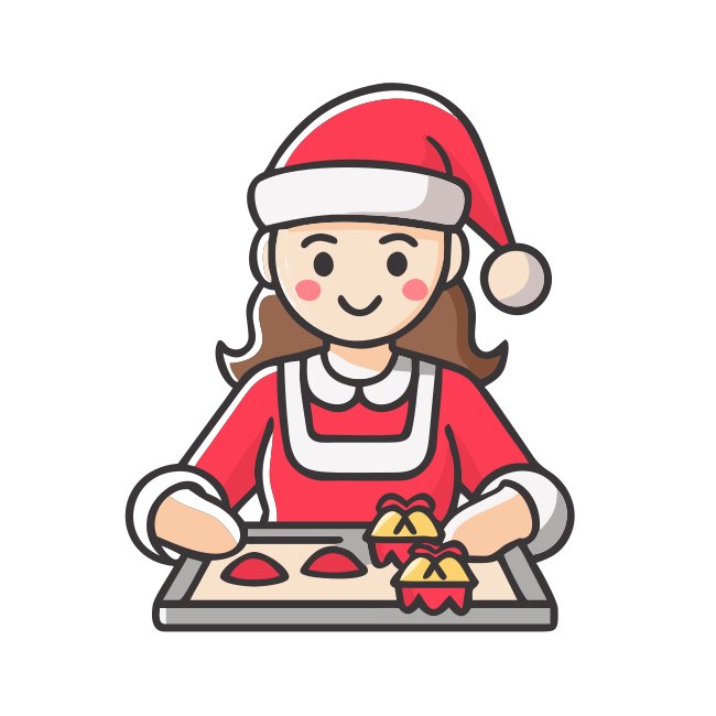 Woman Santa Claus Baking Cookies