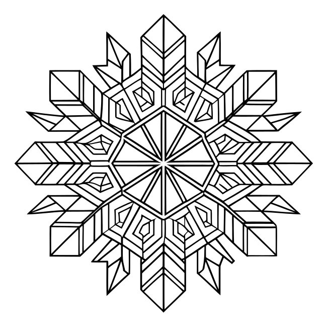 Geometric Snowflake Outline Design Vector