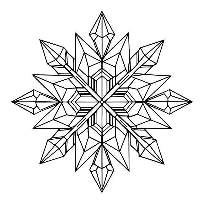 Outline Of Elegant Ice Crystal Motif Vector