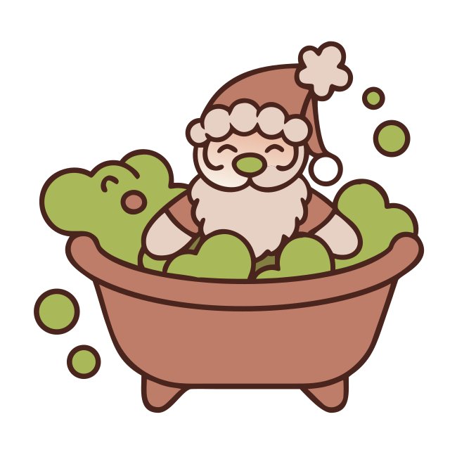 Santa In A Bubble Bath With Elf Rubber Ducks