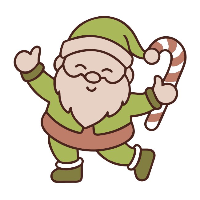 Santa Playing Air Guitar With Candy Cane