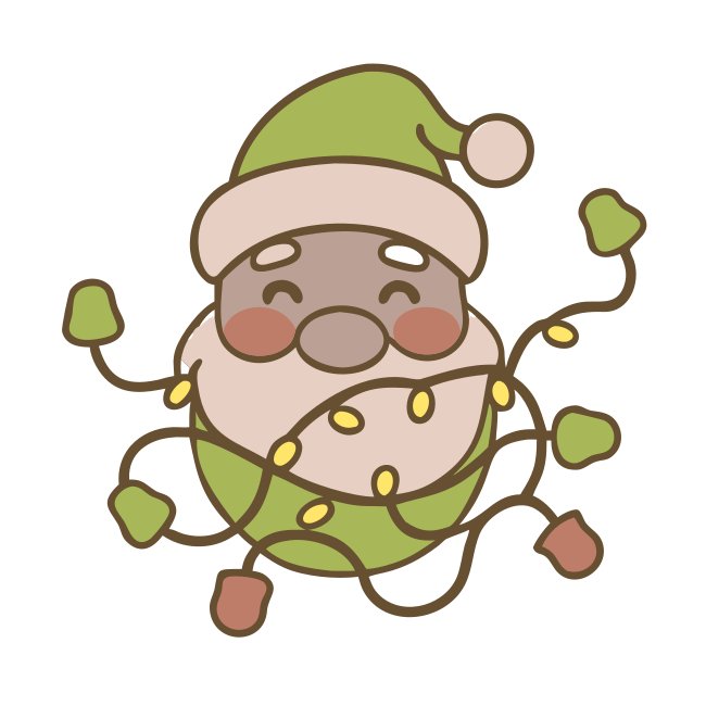 Santa Tangled In Christmas Lights With A Silly Face