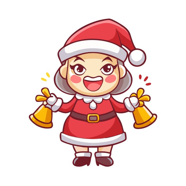 Mischievous Santa Lady Standing With Bells Clipart