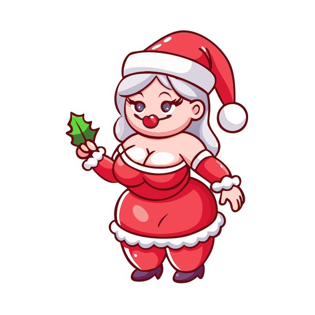 Young Curvy Flirty Mrs Claus Holding Mistletoe Svg