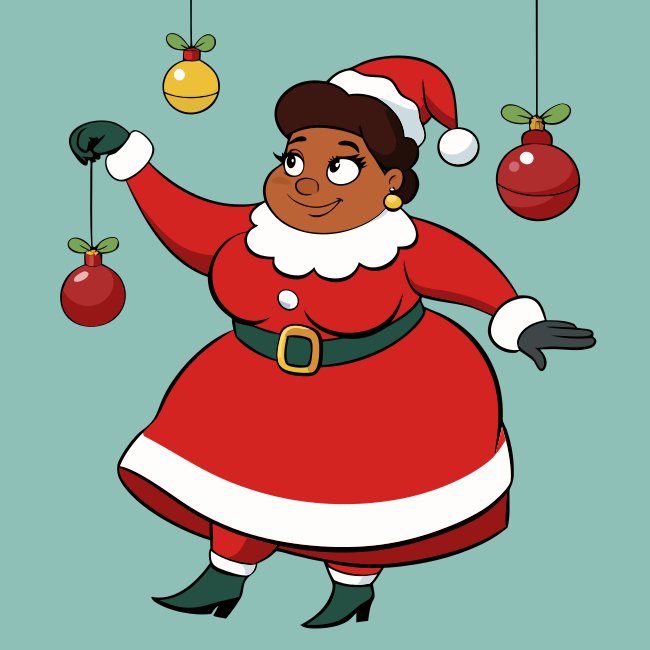 Curvy Black Lady Santa Hanging Ornaments