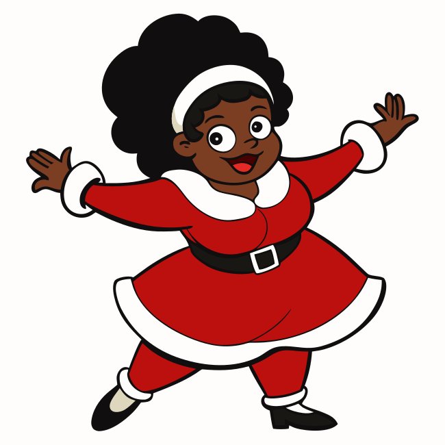 Curvy Black Santa Lady Dancing