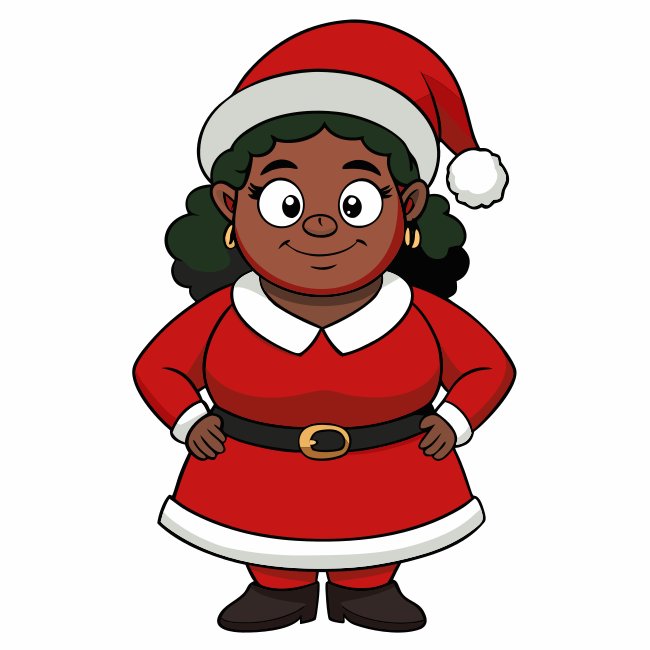 Jolly Curvy Black Woman Santa With Elf Hat