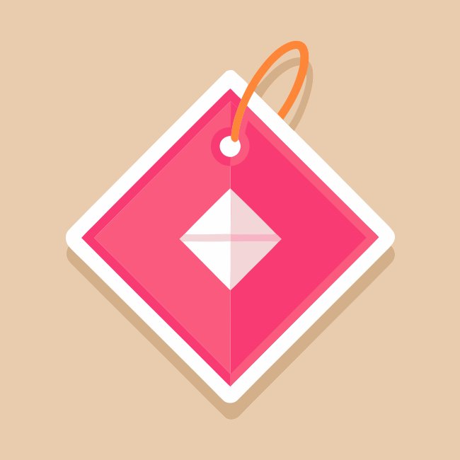 Diamond Shaped Simple Paper Tag With Geometric Line Design And Single Punch Hole