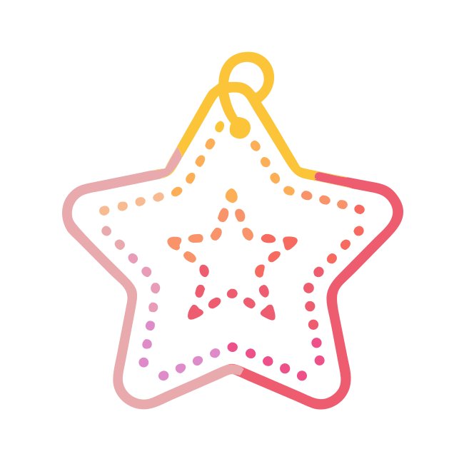 Funky Star Shaped Gift Tag With Subtle Gradient Shading And Stylish Perforated Edge