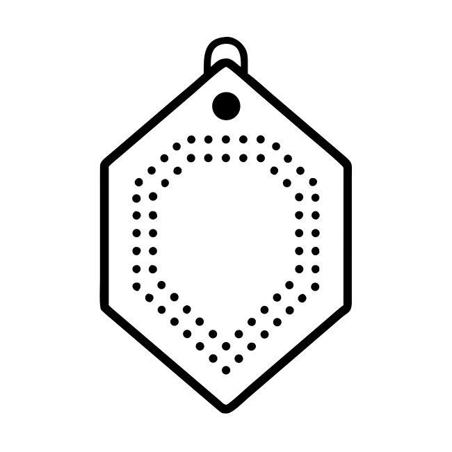 Geometric Hexagon Gift Tag Outline With Minimalist Perforated Border And Crisp White Surface