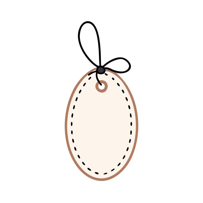 Vintage Inspired Oval Gift Tag With Delicate Dashed Lines And Elegant Ribbon Hole Detail