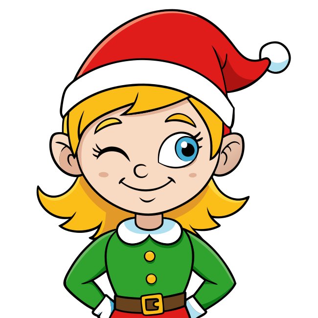 Cute Christmas Helper Girl Winking