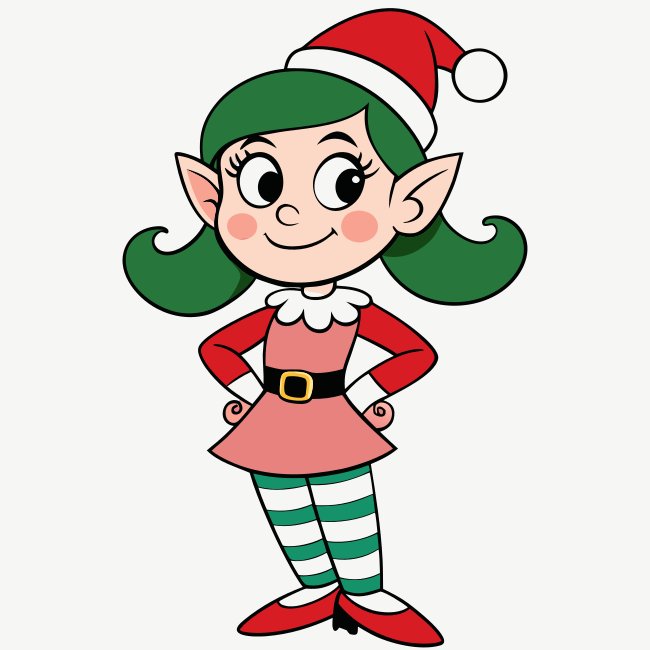 Jolly Elf Girl With Stripey Stockings Pinup