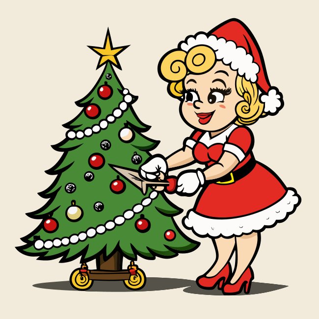 Sassy Mrs Claus Trimming Tree