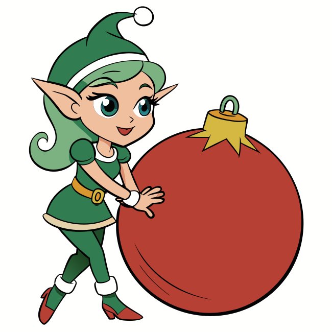 Teasing Elf Girl With Giant Ornament Pinup