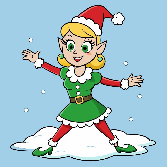 Teasing Elf Woman Making Snow Angels Vector