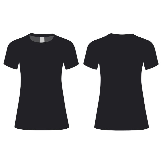 Black Minimal Womens T Shirt Front And Back View Mockup Vector