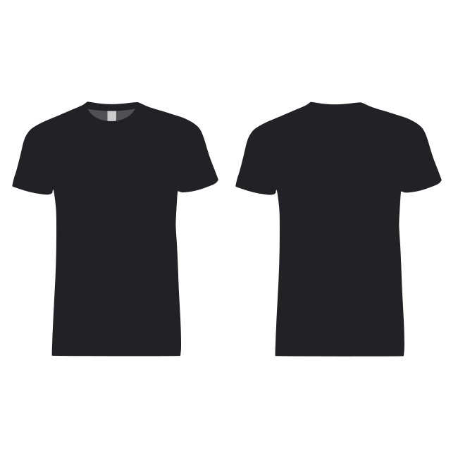 Black T Shirt Front And Back View Vector Mockup Template