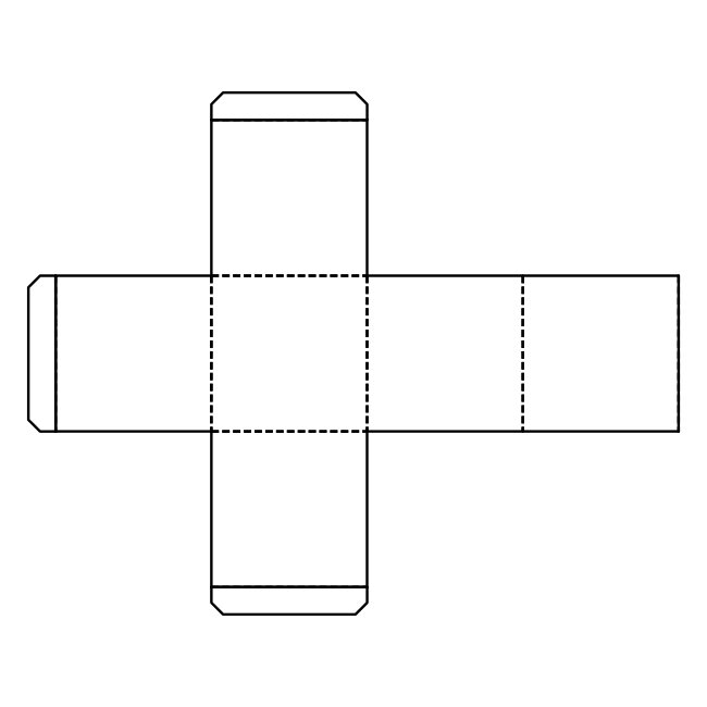 Square Cube Dieline Cutout Vector Tab Template