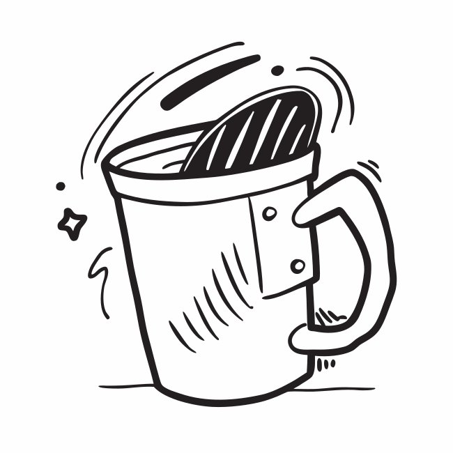 Doodle White Mug Icon Design With Minimal Detail