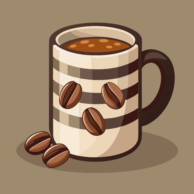 Realistic Textured Coffee Mug With Beans