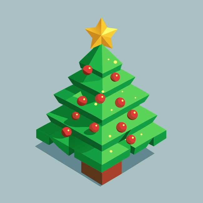 3d Christmas Tree With Holly Svg
