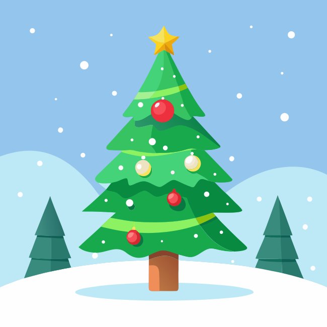 Iconic Christmas Tree In Snow Scene Vector