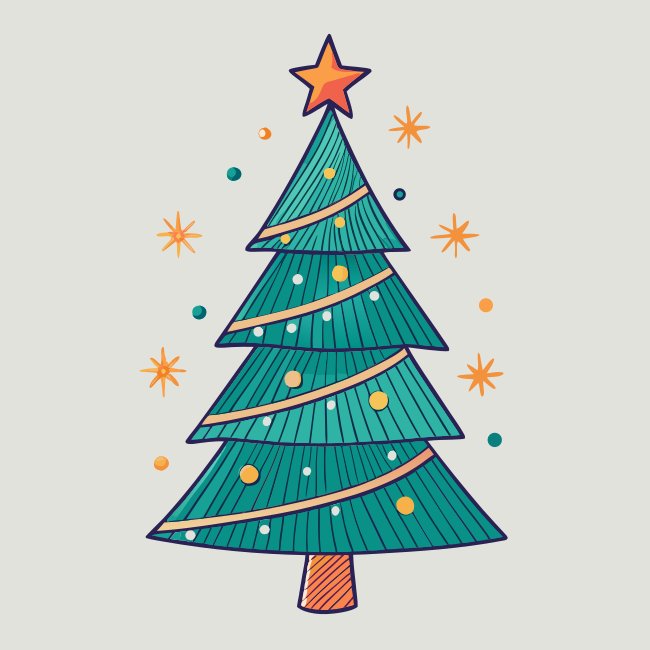 Sketched Christmas Tree With Stars Svg