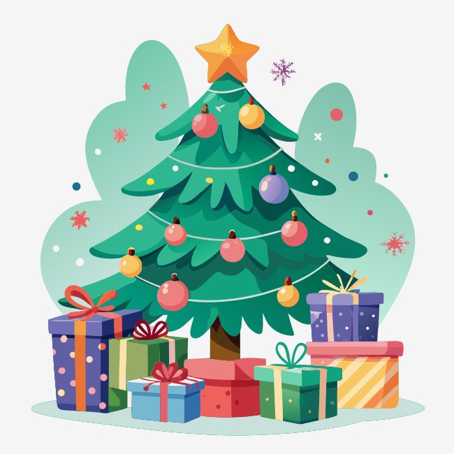 Watercolor Style Christmas Tree And Presents Vector