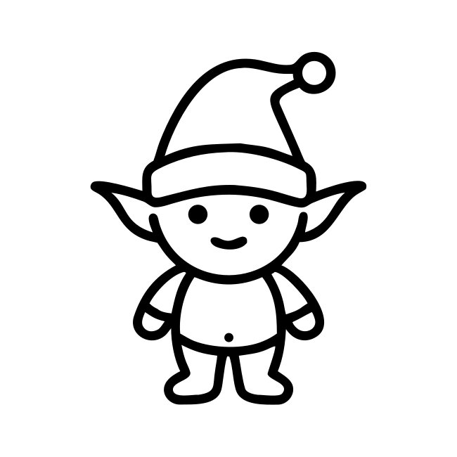 Cute Elf Outline Cartoon Vector Icon
