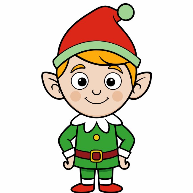 Cute Elf Outline Cartoon Vector