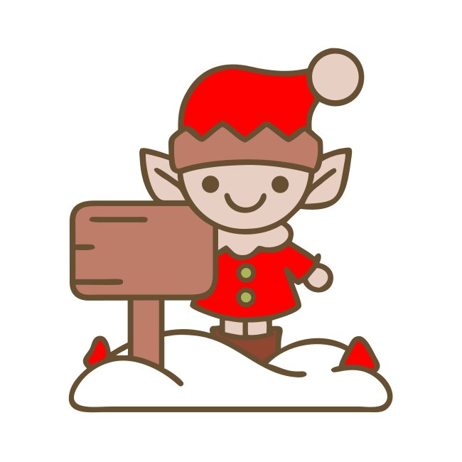 Cheerful Elf With Ornate Sign In Snowy Landscape